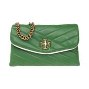 Tory Burch Kira quiltad plånbok med rem Green, Dam