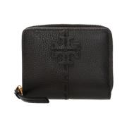 Tory Burch Svart Läder Logga Plånbok Tryckknapp Black, Dam