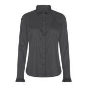MOS Mosh Feminin Stilfull Skjorta med Rynkade Detaljer Black, Dam