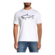 Paul & Shark Herr T-shirt i bomull med tryckt haj 12311633 i vitt Whit...