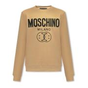 Moschino Sweatshirt med logotryck Beige, Herr
