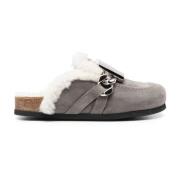 JW Anderson Lyxiga Shearling Loafers Gray, Dam