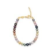 Nialaya Women's Rainbow Pearl Bracelet Yellow, Dam