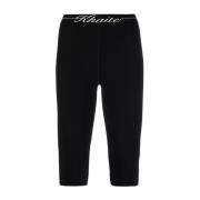 Khaite Räfflad Logo Leggings, Tillverkad i Italien Black, Dam