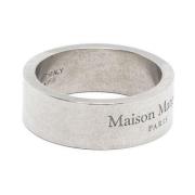 Maison Margiela Logo-Graverad Silverbandring Gray, Herr