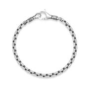 Nialaya Men`s Sterling Silver 4mm Round Link Chain Bracelet Gray, Herr