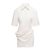 Jacquemus Vit Draperad Skjortklänning White, Dam