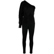 Saint Laurent Enaxlad Flytande Jersey Jumpsuit Black, Dam