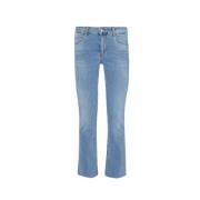 Liu Jo Crop Flare Jeans med Fransad Kant Blue, Dam