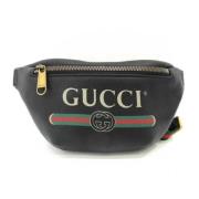 Gucci Vintage Begagnad Svart Läder Bältesväska Black, Dam