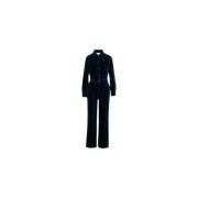 Leon & Harper Navy Blue Velvet Jumpsuit Blue, Dam