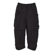 Givenchy Exklusiva Siden Cargo Bermuda Shorts Black, Dam