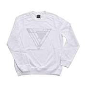 Guess Logo Triangle Sweatshirt - Vit, Rak Passform, Långa ärmar White,...