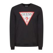 Guess Ikonisk Ekologisk Bomulls Sweatshirt - Svart Black, Herr