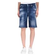 John Richmond Bermuda-stil Denim Shorts Blue, Herr