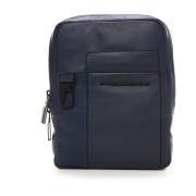 Piquadro Leather shoulder bag Blue, Herr