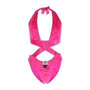 Versace Fuchsia stretch sammet trikini Pink, Dam