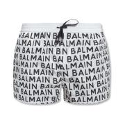 Balmain Stiliga Logo Badshorts White, Herr