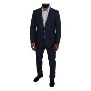 Dolce & Gabbana Blått ull Martini 3-delat Slim Fit kostym Blue, Herr