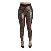 Dolce & Gabbana Lyxiga Gröna Bronsblad Leggings Green, Dam