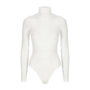 Wolford Vit Bomull Hög Hals Body White, Dam