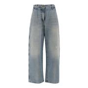 Palm Angels Löst sittande högmidjade jeans Blue, Dam