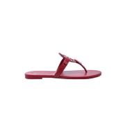 Tory Burch Röda Läder Miller Flip Flops Red, Dam