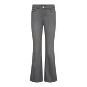 MOS Mosh Trendiga Flare Jeans Ljusgrå Gray, Dam