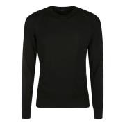 Sease Räfflad Ull Crewneck Tröja Black, Herr