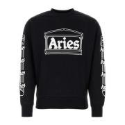 Aries Svart bomullsweatshirt Black, Herr