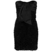 Balmain Rosa Tweed Strapless Mini Klänning Black, Dam