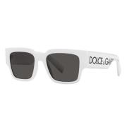Dolce & Gabbana Ikoniska Dg6184 solglasögon med vit ram och gråa linse...