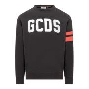 Gcds Logo Regular Crewneck Sweatshirt Black, Herr