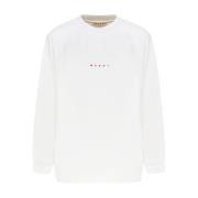 Marni Vit Logo Print Sweatshirt White, Dam