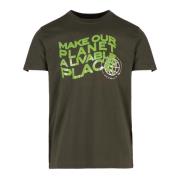 John Richmond T-Shirt med kontrastlogo Green, Herr