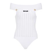 Balmain Öppenstickad body White, Dam