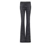 Balmain Jeans i denim med stjärn- och paisleymönster Black, Dam
