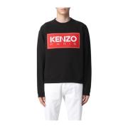 Kenzo Broderad Svart Bomullströja Black, Herr