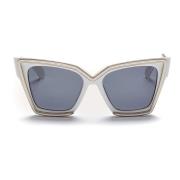 Valentino Geometriska kattögon solglasögon i vitt/ljusguld White, Dam