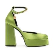 Versace Kristallprydda Medusa Aevitas Pumps Green, Dam