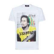 Dsquared2 Grafiskt Tryck Bob Marley T-Shirt White, Herr