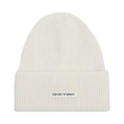 Emporio Armani Off White Ull Beanie Mössa White, Unisex