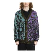 Vision OF Super Tribal Flames Cardigan med djurtryck Purple, Herr