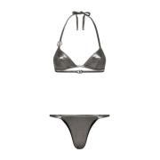 Dolce & Gabbana Silver Triangle Bikini Set för Kvinnor Gray, Dam