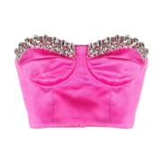 Amen Kristall Fuchsia Crop Top Pink, Dam