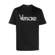 Versace Svarta Logobroderade T-shirts och Polos Black, Herr