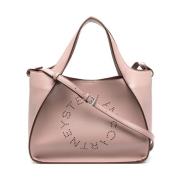Stella McCartney Rosa Logo Tote Bag med Avtagbar Rem och Perforerad De...