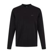 Hugo Boss Svart Rund Hals Sweatshirt med Logodetaljer Black, Herr