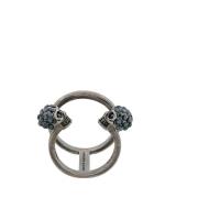 Alexander McQueen Swarovski Skull Dubbel Bandring Gray, Dam