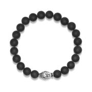 Nialaya Men's Wristband with Matte Onyx and Buddha Black, Herr